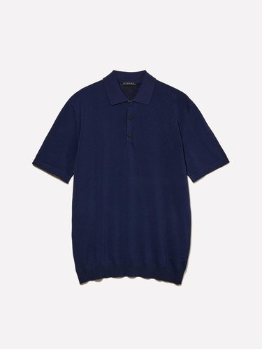  Erkek Lacivert Viskoz ve Pamuk Karışımlı Kısa Kollu Polo Yaka T-Shirt