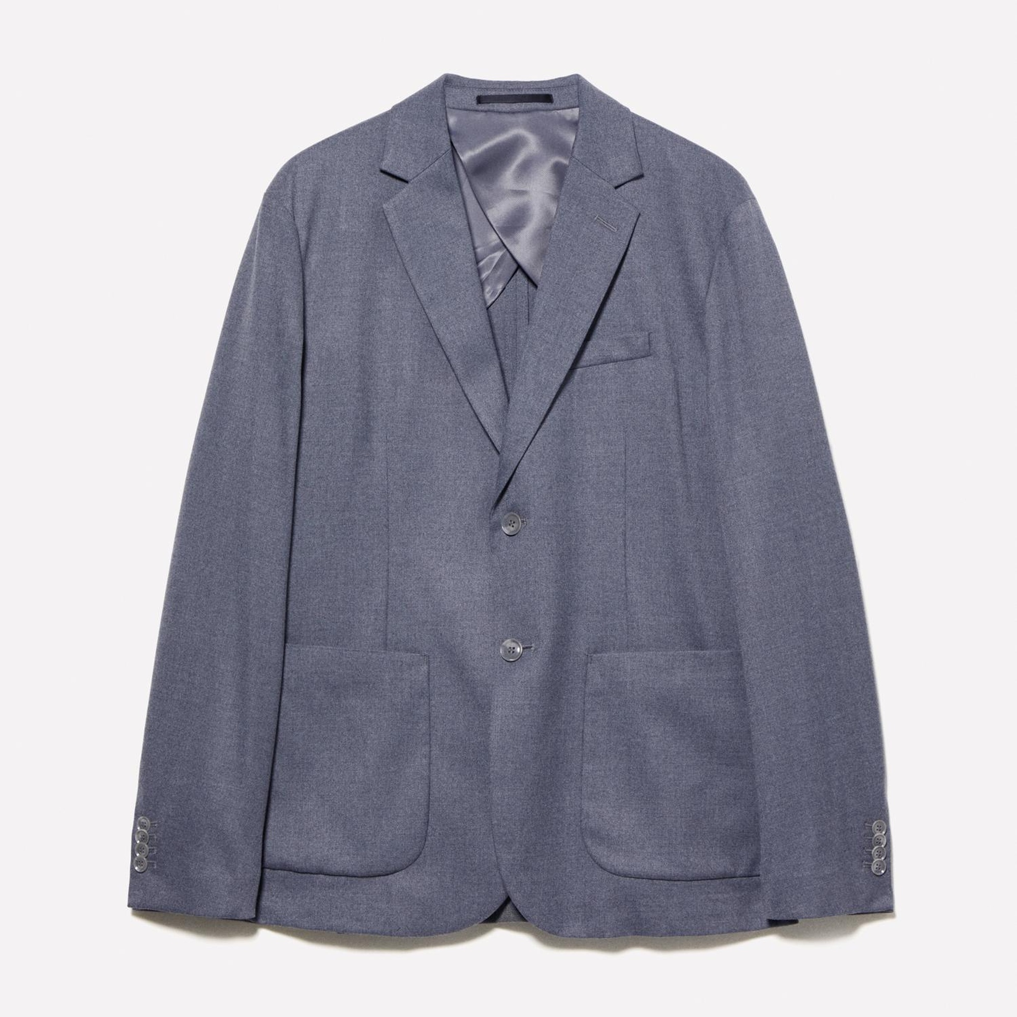 Erkek Gri Viskoz Karışımlı Cepli İki Düğmeli Sivri Yaka Ceket