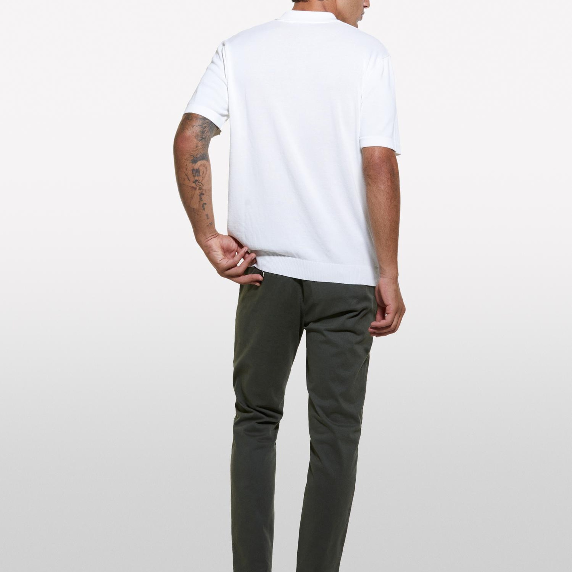 Erkek Krem Viskoz ve Pamuk Karışımlı Kısa Kollu Polo Yaka T-Shirt