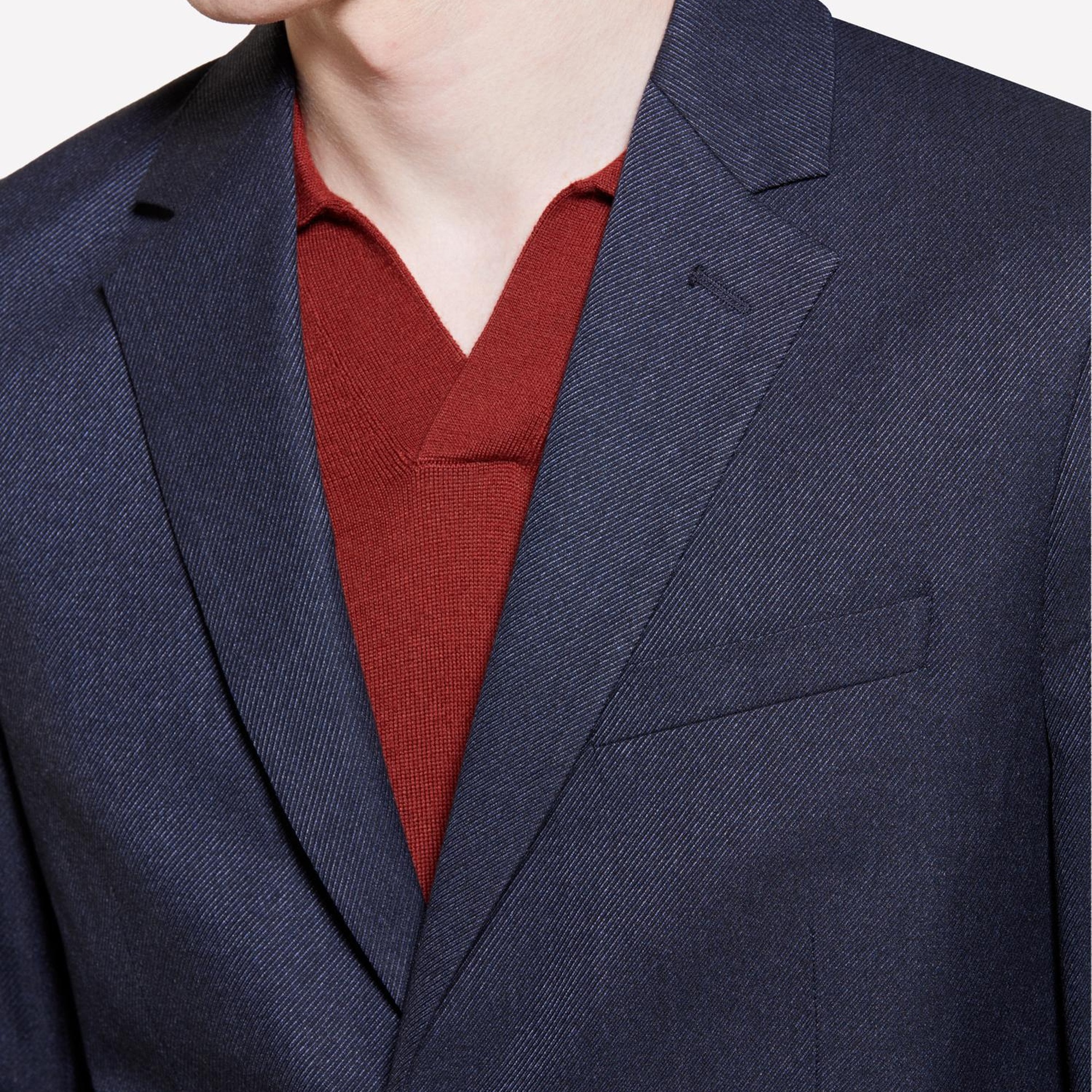 Erkek Antrasit Viskoz Karışımlı Şerit Cepli İki Düğmeli Sivri Yaka Ceket