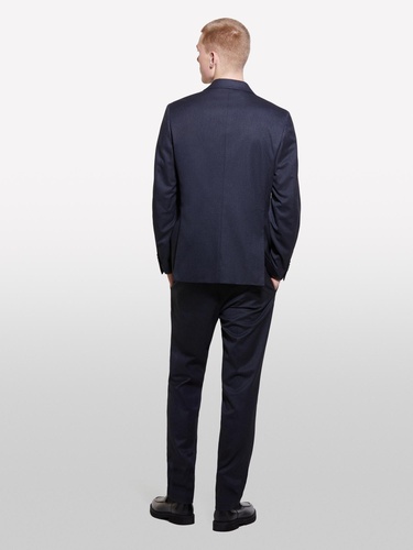  Erkek Antrasit Viskoz Karışımlı Şerit Cepli İki Düğmeli Sivri Yaka Ceket