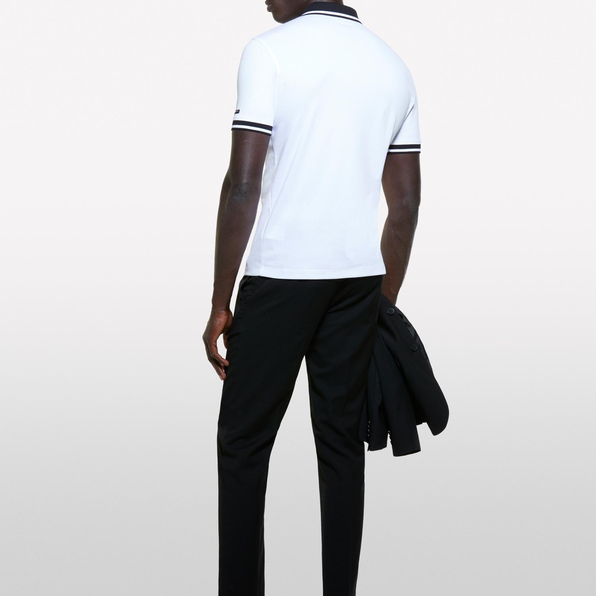 Erkek Beyaz Pamuk Karışımlı Düğmeli Kısa Kollu Polo Yaka T-Shirt