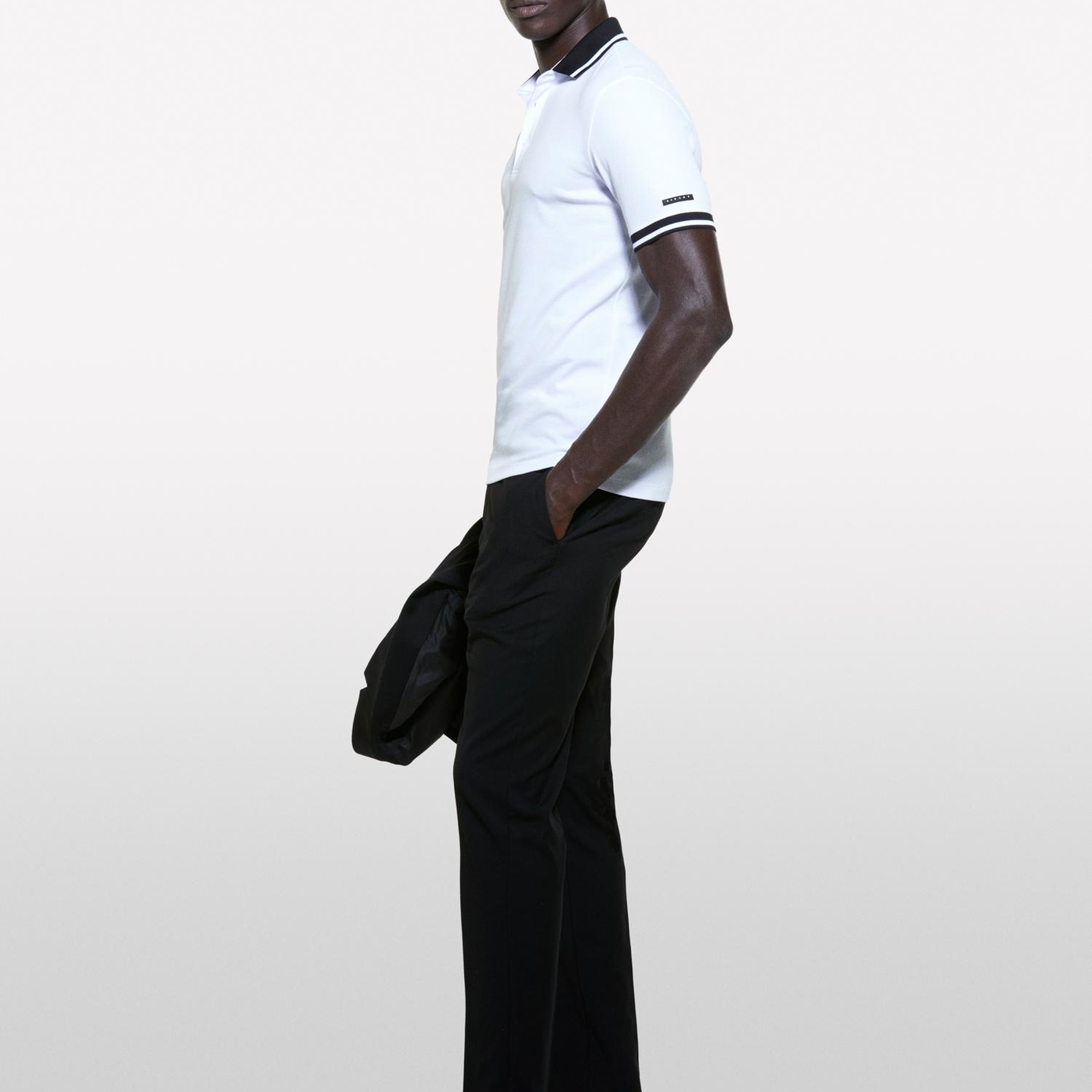 Erkek Beyaz Pamuk Karışımlı Düğmeli Kısa Kollu Polo Yaka T-Shirt