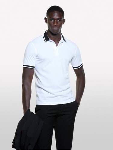  Erkek Beyaz Pamuk Karışımlı Düğmeli Kısa Kollu Polo Yaka T-Shirt