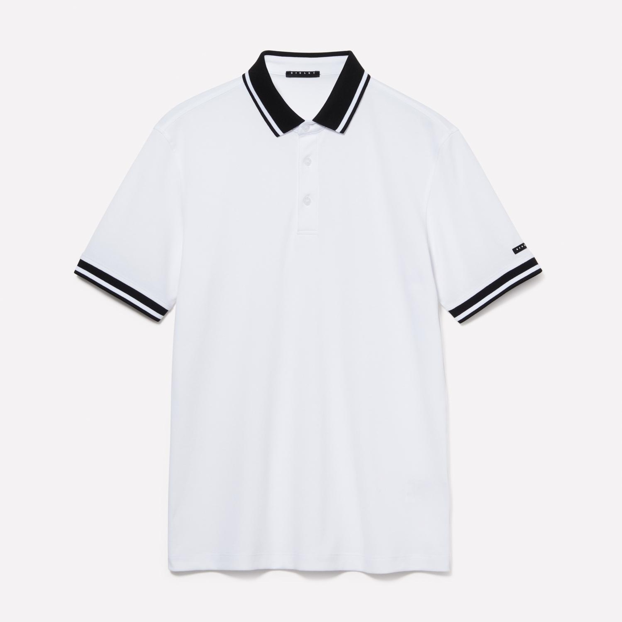 Erkek Beyaz Pamuk Karışımlı Düğmeli Kısa Kollu Polo Yaka T-Shirt