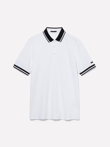  Erkek Beyaz Pamuk Karışımlı Düğmeli Kısa Kollu Polo Yaka T-Shirt