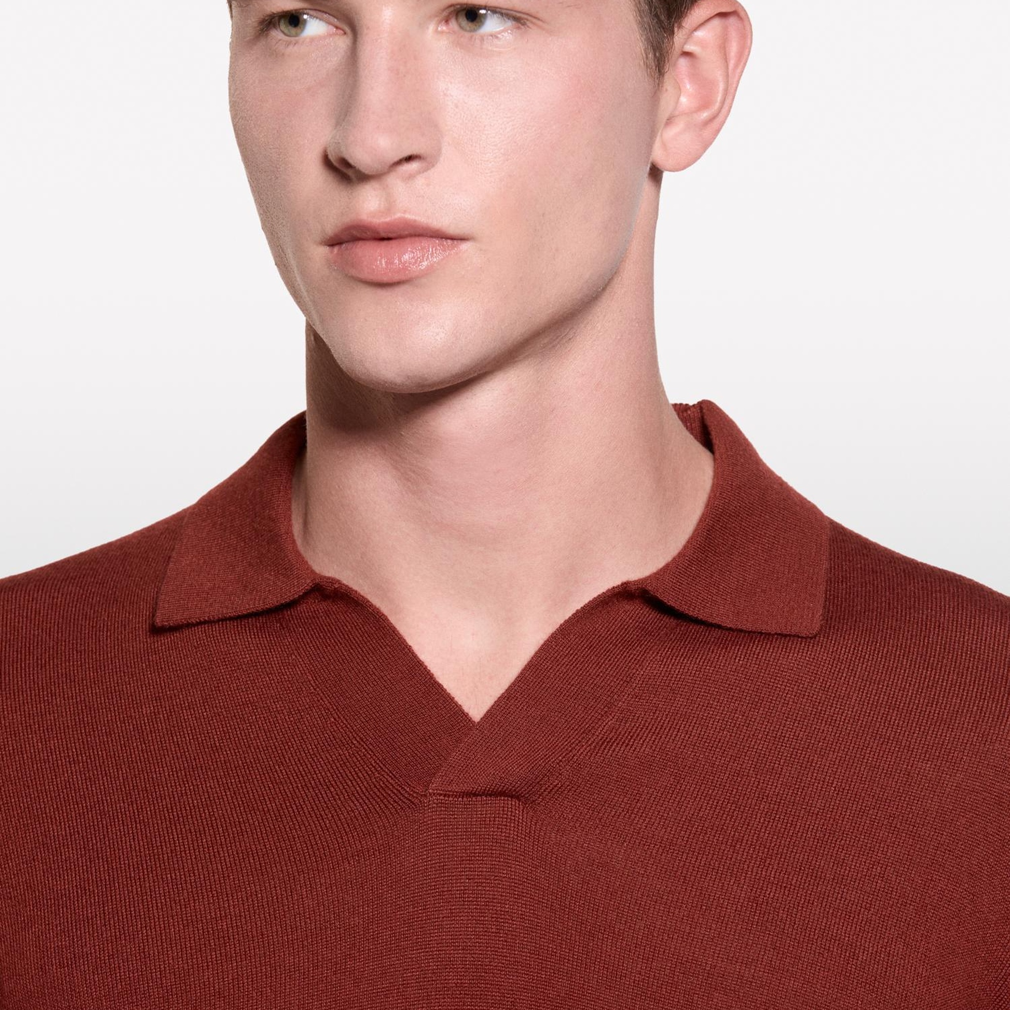 Erkek Bordo Yün Karışımlı Normal Kesim Uzun Kollu Polo Yaka T-Shirt