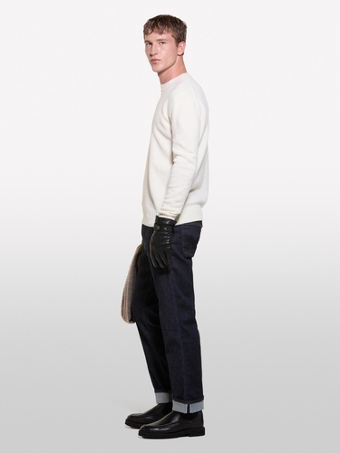  Erkek Krem  Yün Karışımlı Normal Kesim Bisiklet Yaka  Kazak