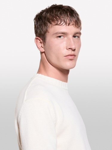  Erkek Krem  Yün Karışımlı Normal Kesim Bisiklet Yaka  Kazak