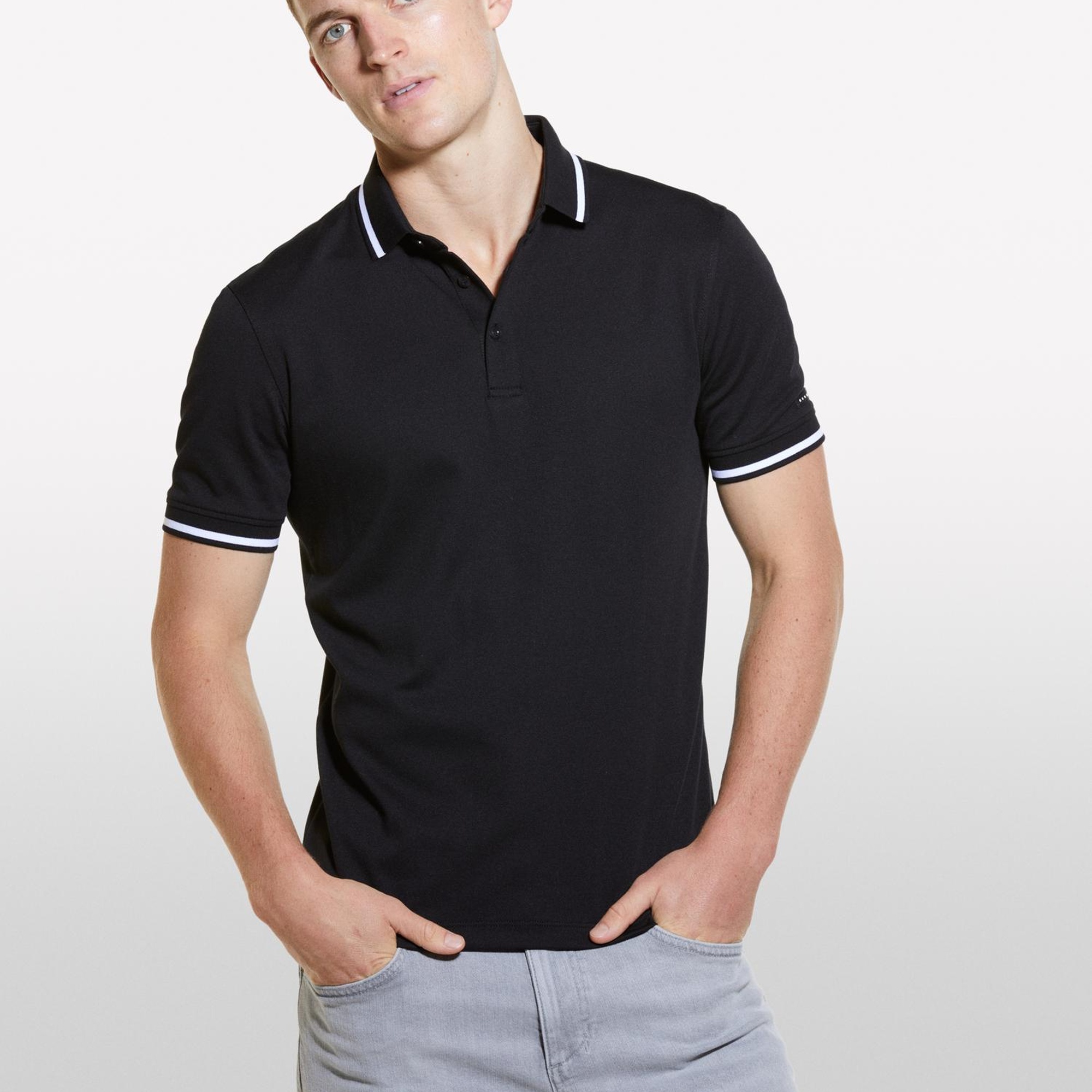 Erkek Antrasit Pamuk Karışımlı Düğmeli Kısa Kollu Polo Yaka T-Shirt