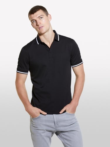  Erkek Antrasit Pamuk Karışımlı Düğmeli Kısa Kollu Polo Yaka T-Shirt