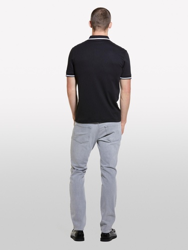  Erkek Antrasit Pamuk Karışımlı Düğmeli Kısa Kollu Polo Yaka T-Shirt