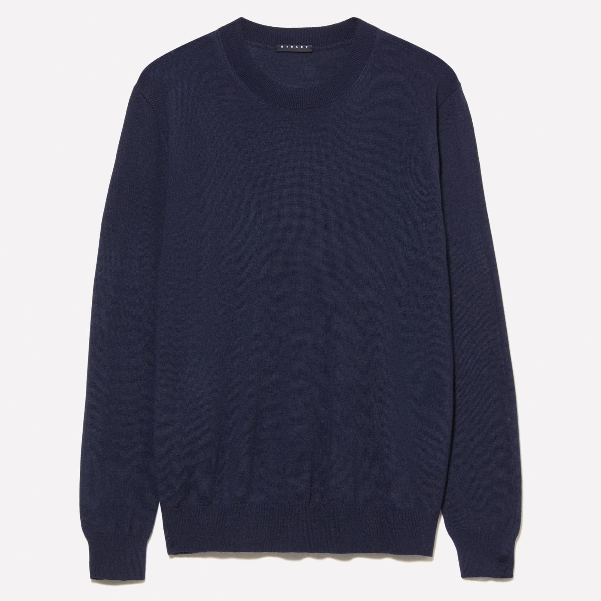 Erkek Lacivert Yün Karışımlı Bisiklet Yaka Kazak