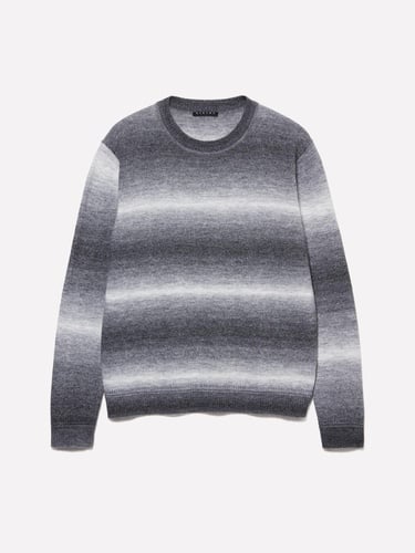  Erkek Gri Mix Yün Karışımlı Renk Geçişli Bisiklet Yaka Kazak