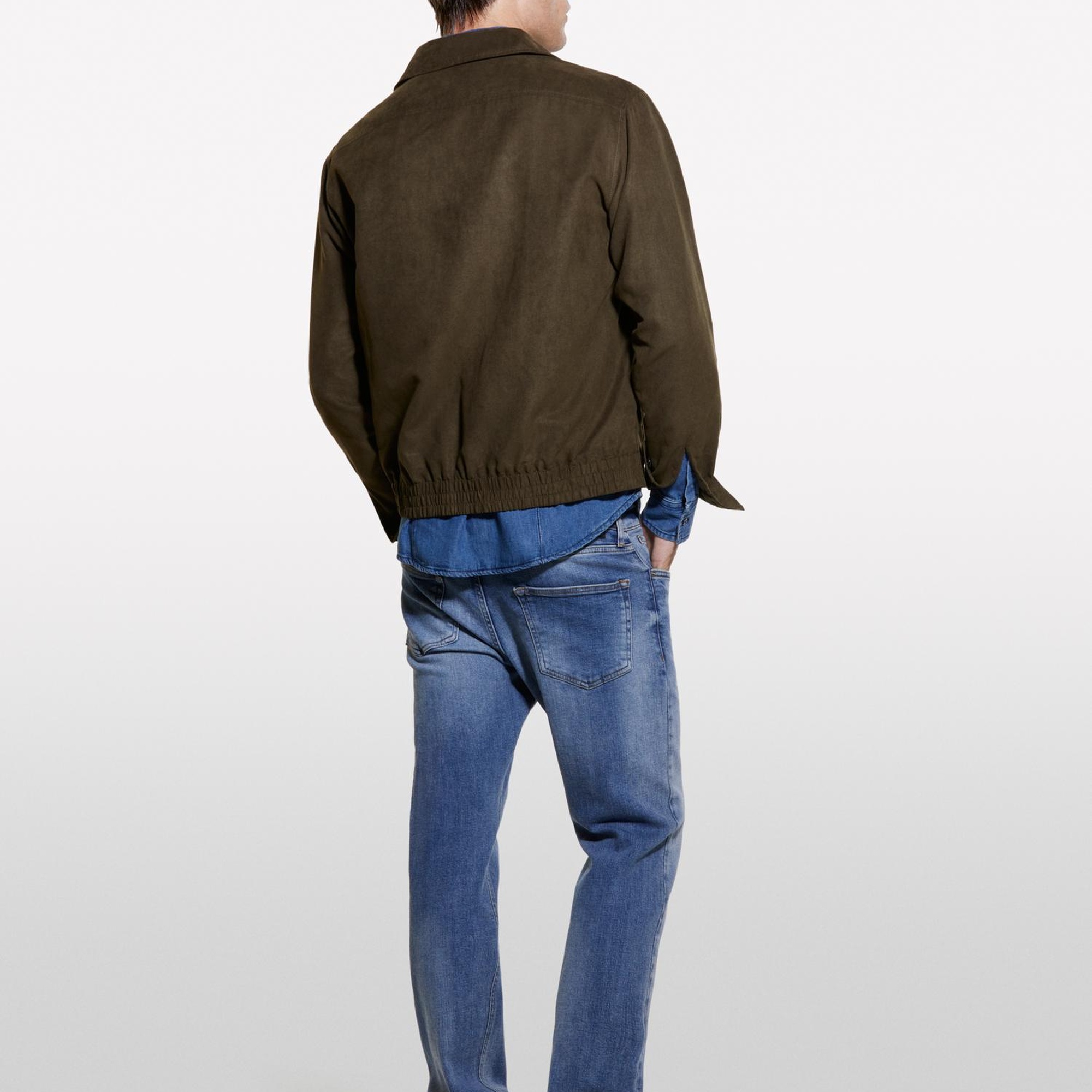 Erkek Kahverengi Göğsü Yama Cepli Düğmeli Gömlek Ceket