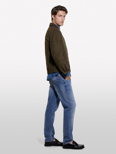  Erkek Kahverengi Göğsü Yama Cepli Düğmeli Gömlek Ceket