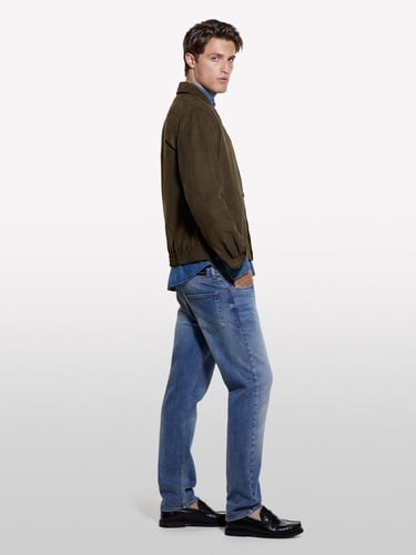  Erkek Kahverengi Göğsü Yama Cepli Düğmeli Gömlek Ceket