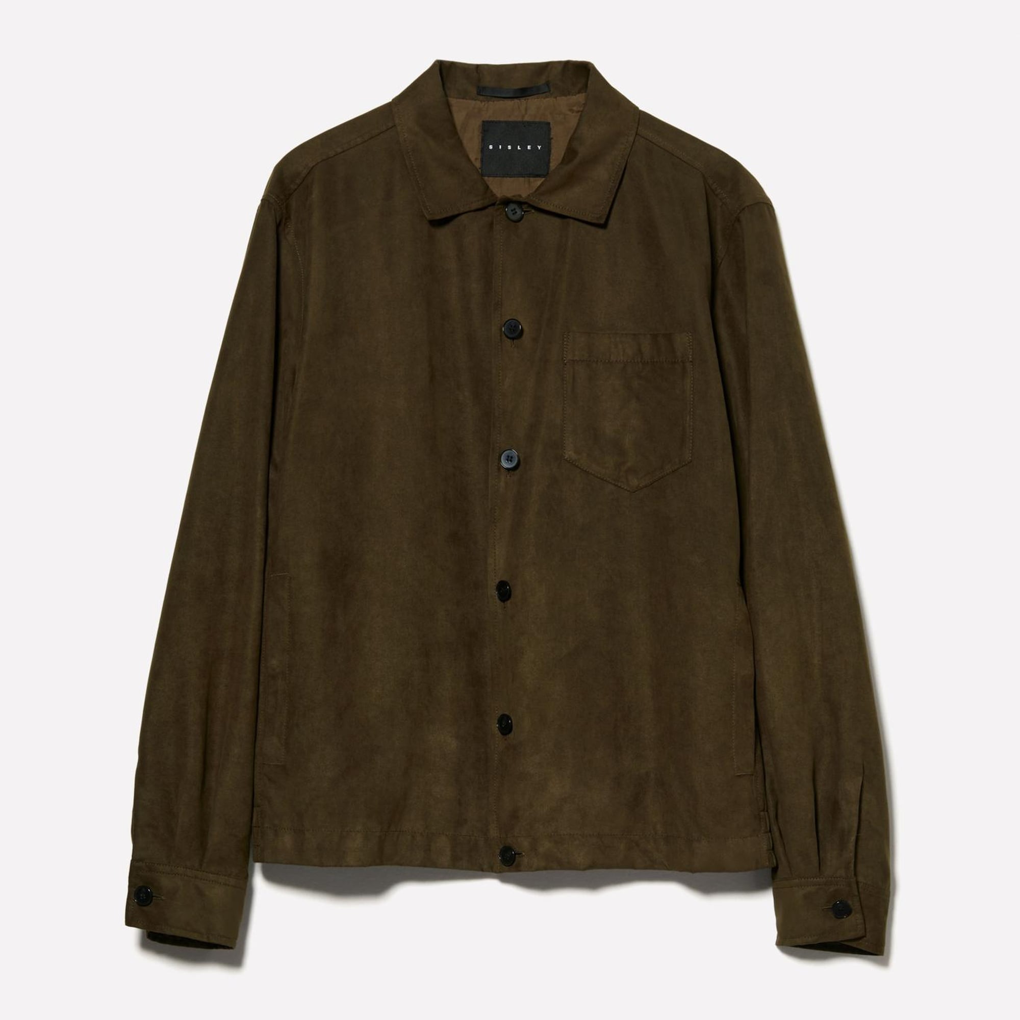 Erkek Kahverengi Göğsü Yama Cepli Düğmeli Gömlek Ceket