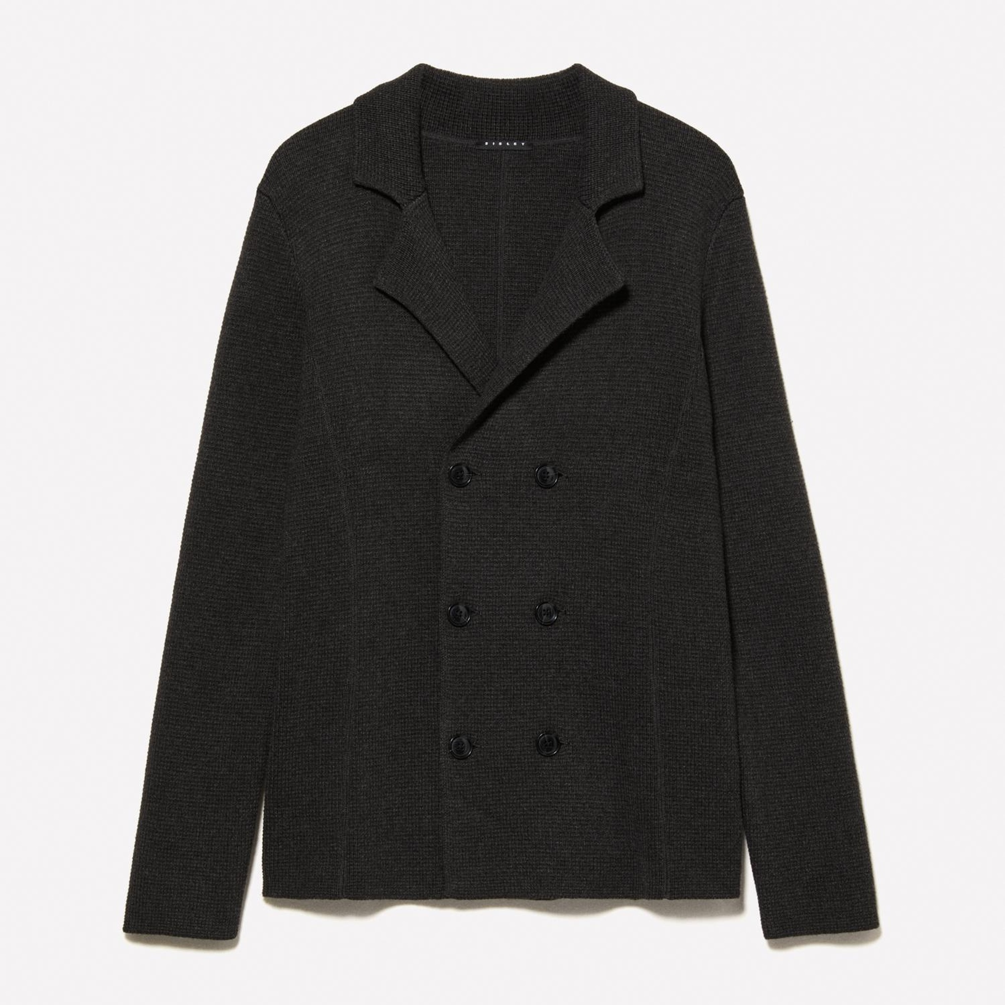 Erkek Koyu Gri Pamuk Karışımlı Klapa Yaka Düğmeli Kruvaze Ceket