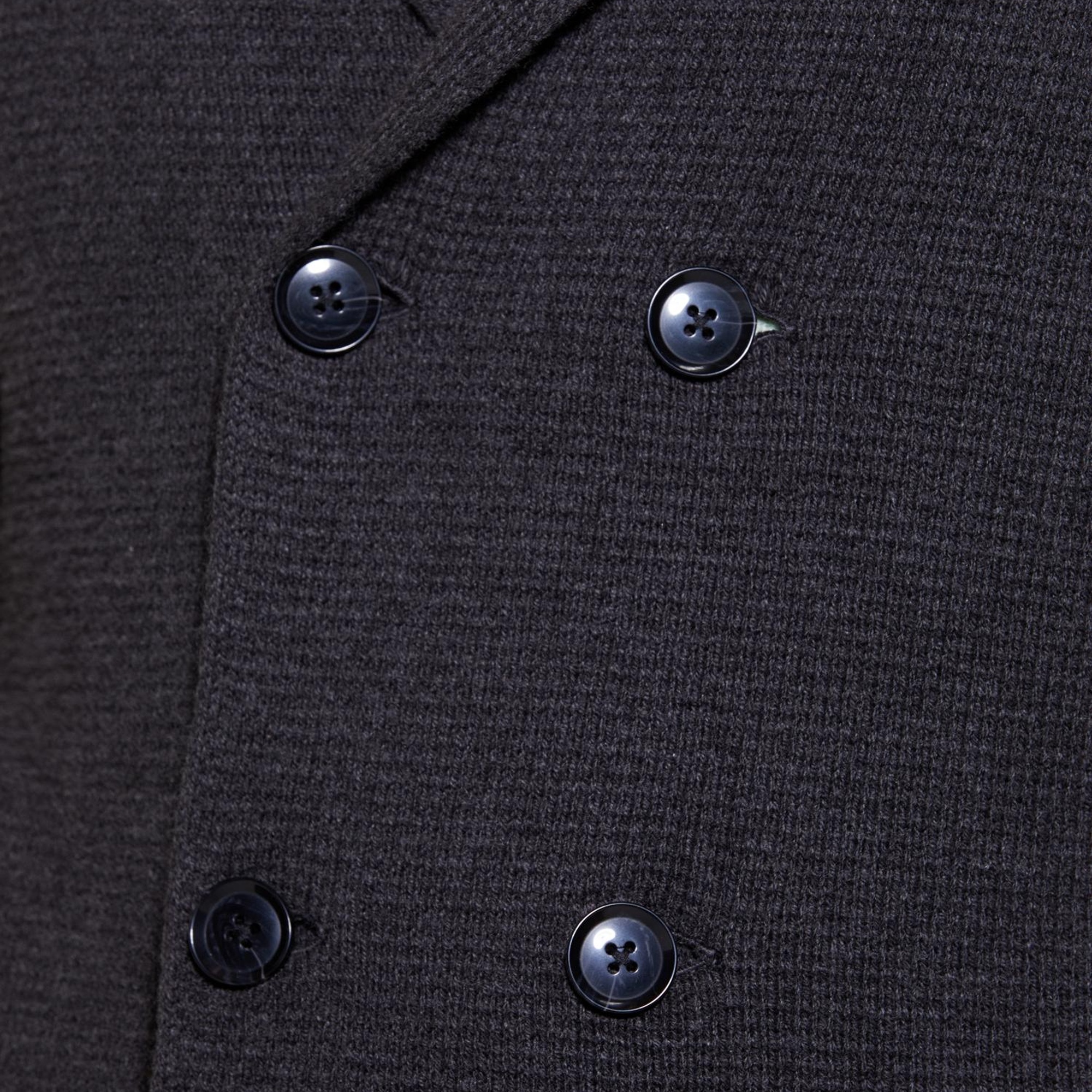 Erkek Koyu Gri Pamuk Karışımlı Klapa Yaka Düğmeli Kruvaze Ceket