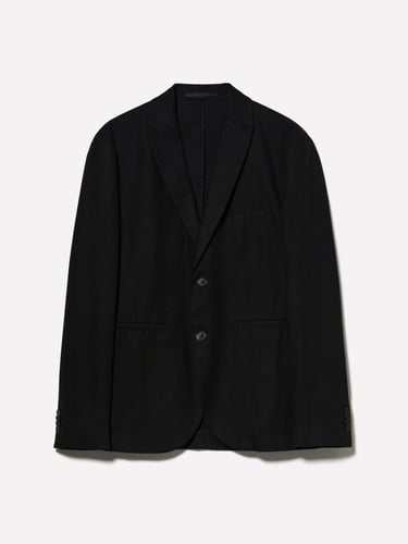  Erkek Siyah %100 Pamuk Şerit Cep Detaylı Rahat Kesim Kruvaze Ceket