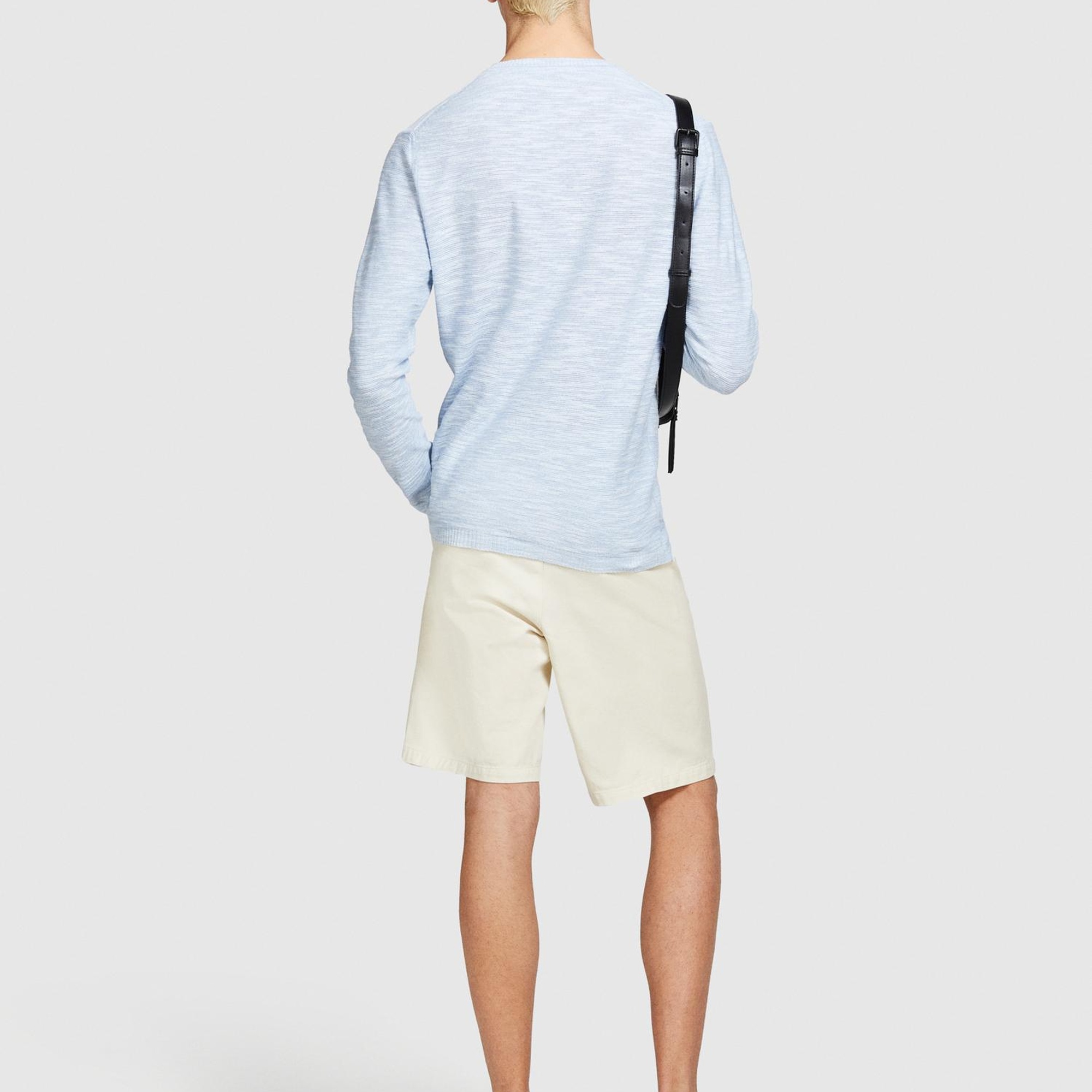 Erkek Mavi Pamuk Karışımlı Uzun Kollu Bisiklet Yaka Kazak