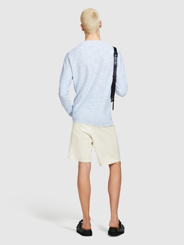  Erkek Mavi Pamuk Karışımlı Uzun Kollu Bisiklet Yaka Kazak