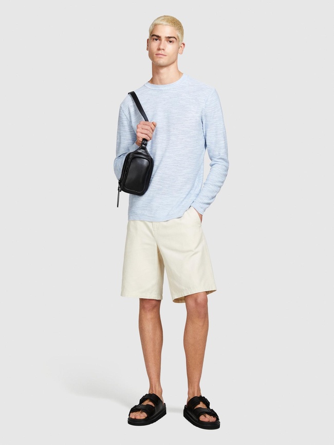  Erkek Mavi Pamuk Karışımlı Uzun Kollu Bisiklet Yaka Kazak