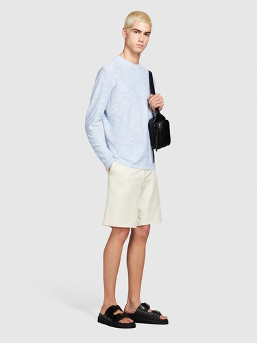  Erkek Mavi Pamuk Karışımlı Uzun Kollu Bisiklet Yaka Kazak