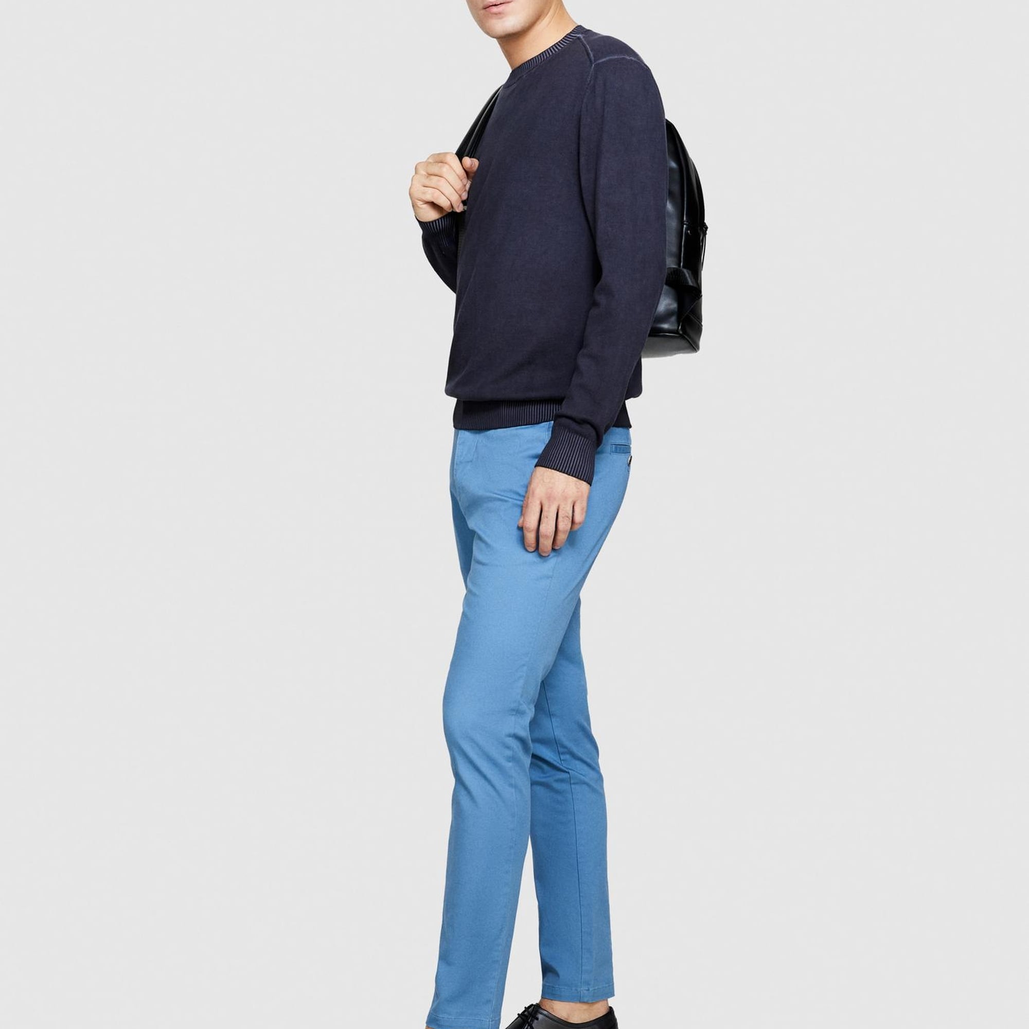 Erkek Siyah %100 Pamuk Soldurma Bisiklet Yaka Kazak