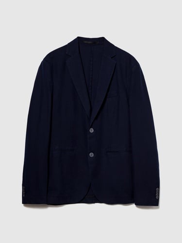  Erkek Lacivert %100 Pamuk Biye Cep Detaylı Astarsız Rahat Kalıp Ceket