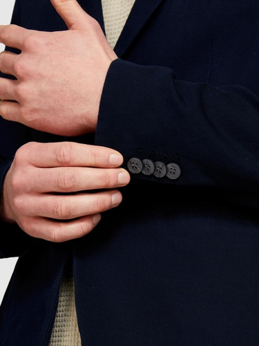  Erkek Lacivert %100 Pamuk Biye Cep Detaylı Astarsız Rahat Kalıp Ceket