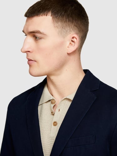  Erkek Lacivert %100 Pamuk Biye Cep Detaylı Astarsız Rahat Kalıp Ceket