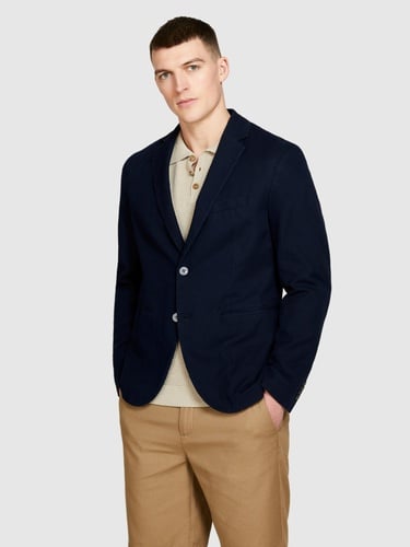  Erkek Lacivert %100 Pamuk Biye Cep Detaylı Astarsız Rahat Kalıp Ceket