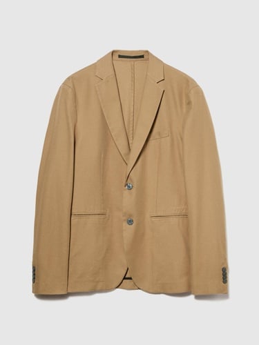  Erkek Kahverengi %100 Pamuk Biye Cep Detaylı Astarsız Rahat Kalıp Ceket