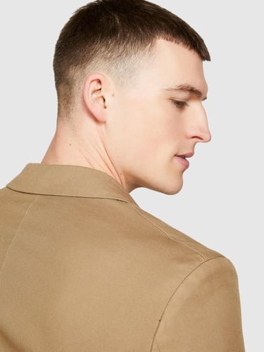  Erkek Kahverengi %100 Pamuk Biye Cep Detaylı Astarsız Rahat Kalıp Ceket