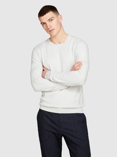  Erkek Açık Gri KOTON KARIŞIMLI BİSİKLET YAKA KAZAK