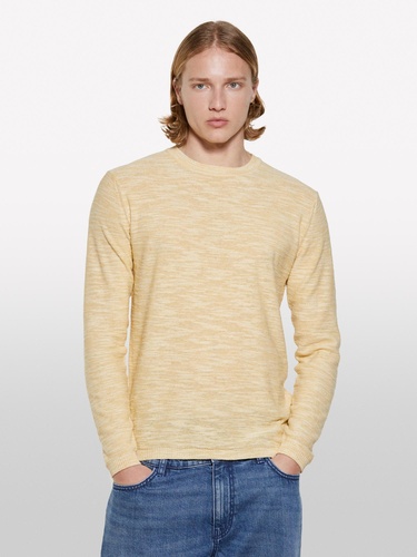  Erkek Açık Hardal Pamuk Karışımlı Uzun Kollu Bisiklet Yaka Kazak