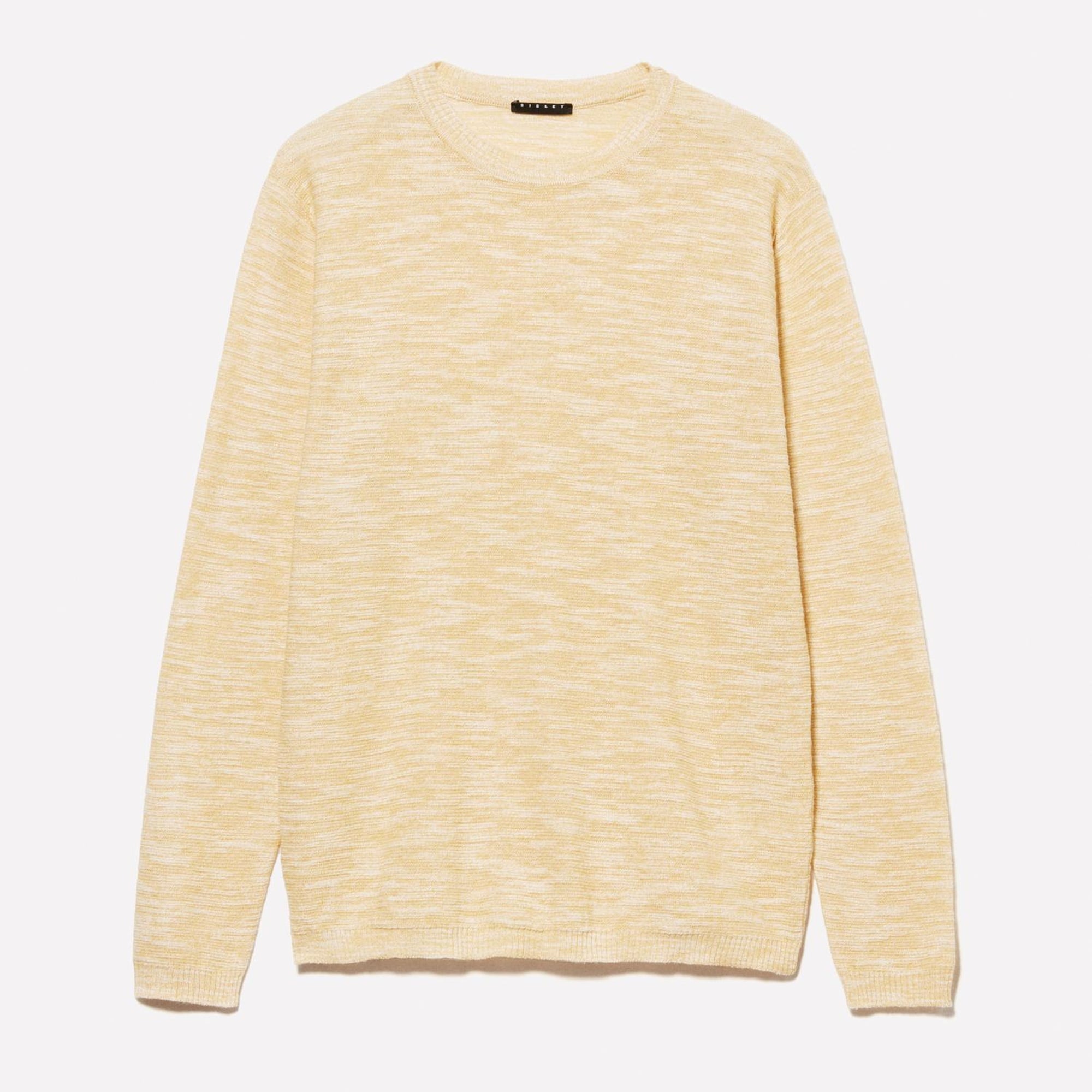 Erkek Açık Hardal Pamuk Karışımlı Uzun Kollu Bisiklet Yaka Kazak