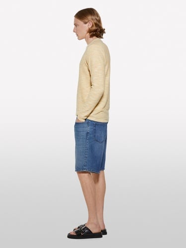  Erkek Açık Hardal Pamuk Karışımlı Uzun Kollu Bisiklet Yaka Kazak