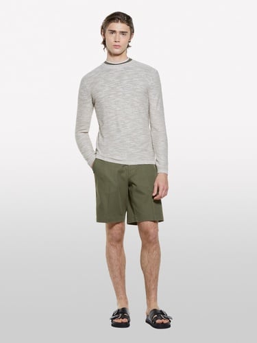  Erkek Krem Pamuk Karışımlı Uzun Kollu Bisiklet Yaka Kazak