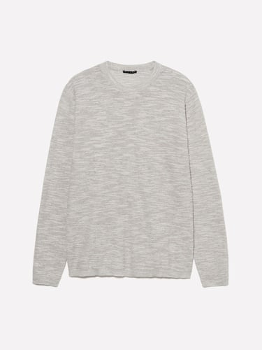  Erkek Krem Pamuk Karışımlı Uzun Kollu Bisiklet Yaka Kazak