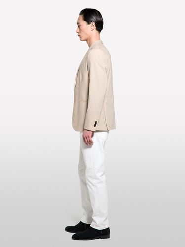  Erkek Krem Yün Karışımlı Slim Comfort Fit Blazer Ceket