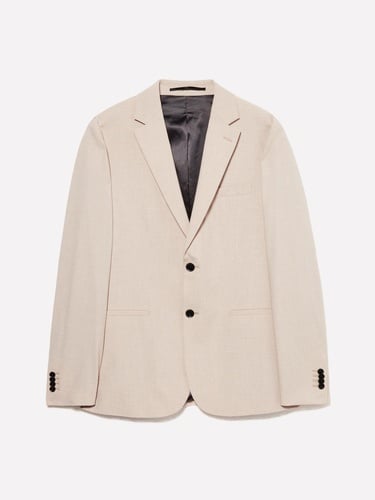  Erkek Krem Yün Karışımlı Slim Comfort Fit Blazer Ceket