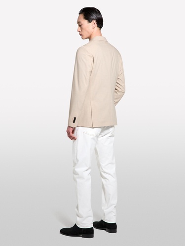  Erkek Krem Yün Karışımlı Slim Comfort Fit Blazer Ceket