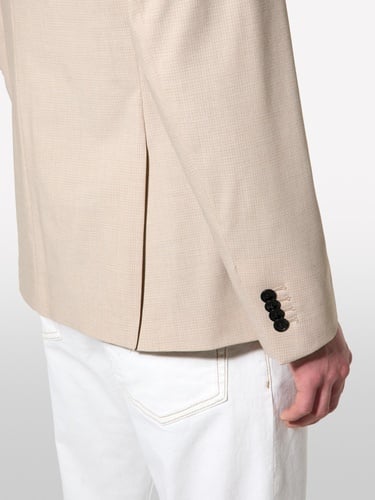  Erkek Krem Yün Karışımlı Slim Comfort Fit Blazer Ceket