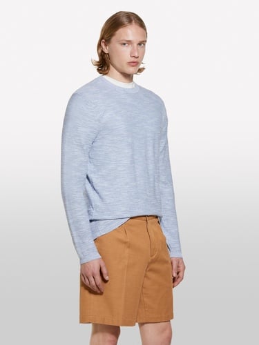  Erkek Açık Mavi Pamuk Karışımlı Uzun Kollu Bisiklet Yaka Kazak