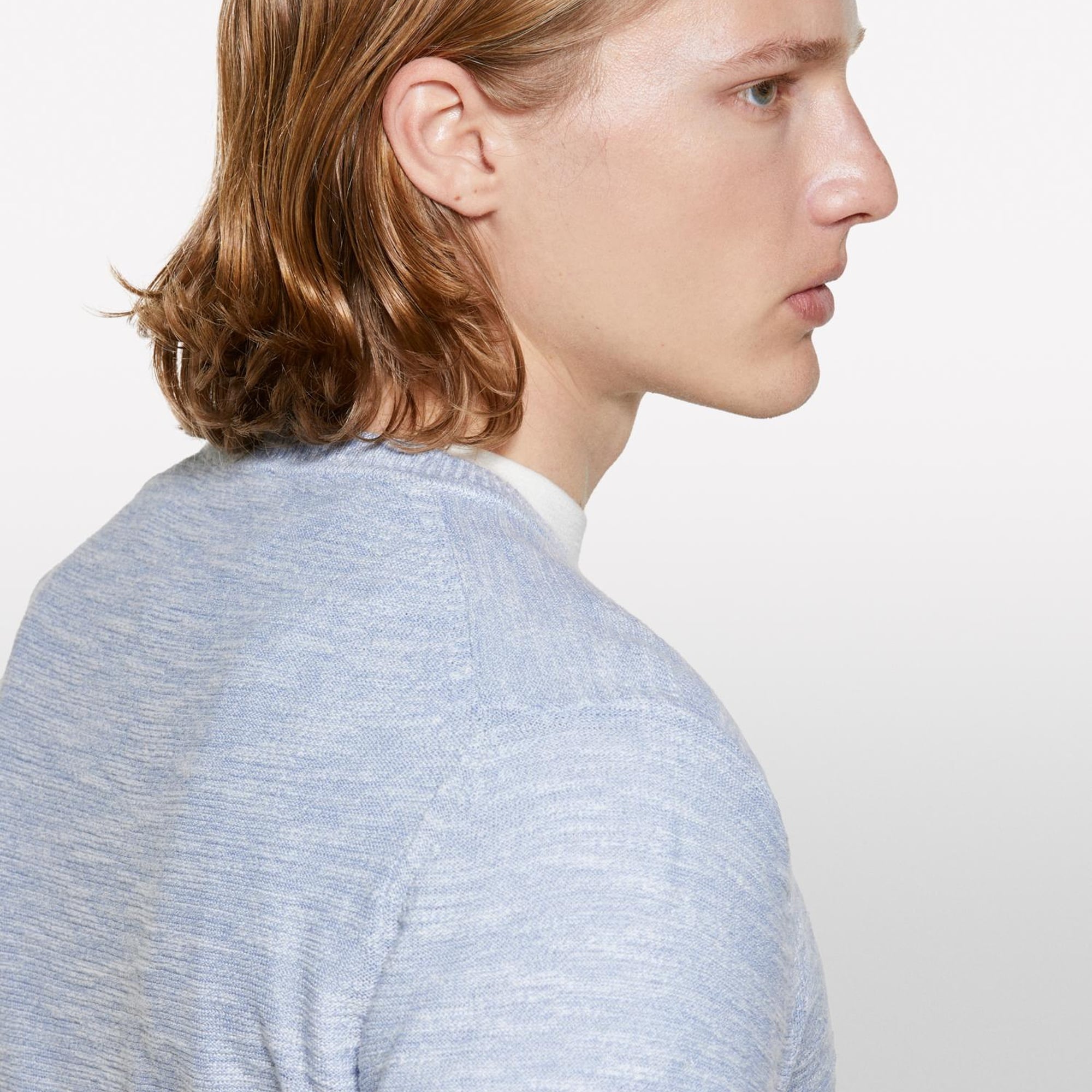 Erkek Açık Mavi Pamuk Karışımlı Uzun Kollu Bisiklet Yaka Kazak