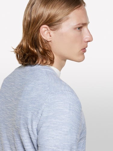  Erkek Açık Mavi Pamuk Karışımlı Uzun Kollu Bisiklet Yaka Kazak