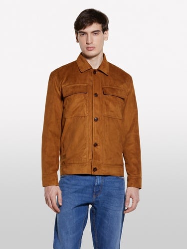  Erkek Vizon Suni Süet Regular Fit Harrington Ceket